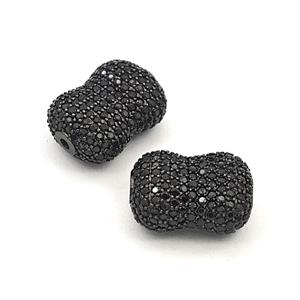 Copper Penut Beads Pave Zirconia Black Plated, approx 15-20mm