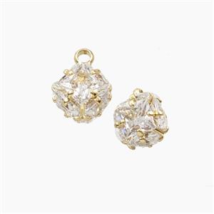 Copper Pendant Pave Zircon, Gold Plated, approx 10mm