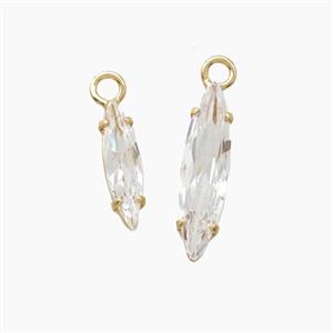 Copper Pendant Pave Zircon, Gold Plated, approx 4x15mm