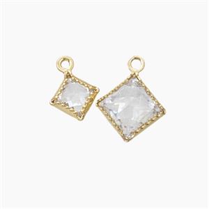 Copper Pendant Pave Zircon, Gold Plated, approx 7-9mm