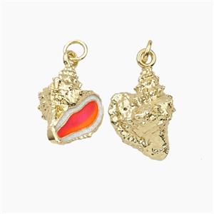 Copper Pendant Pave Zircon, Gold Plated, approx 13-18mm
