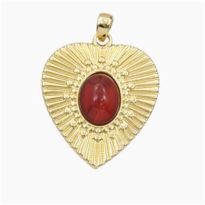 Copper Pendant Pave Zircon, Gold Plated, approx 25-27mm
