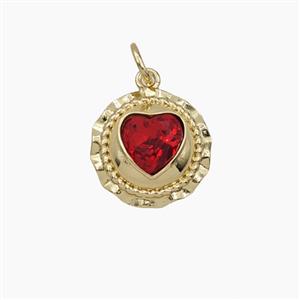 Copper Pendant Pave Zircon, Gold Plated, approx 13mm