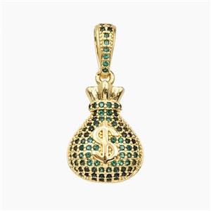 Copper Pendant Pave Zircon, Gold Plated, approx 12-17mm