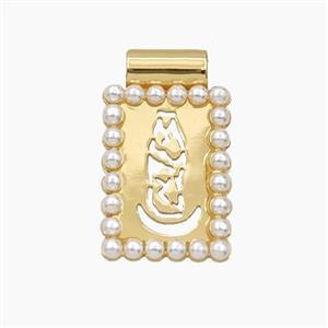 Copper Pendant Pave Zircon, Gold Plated, approx 10-17mm