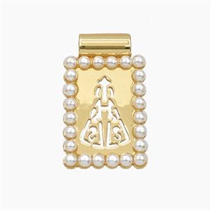 Copper Pendant Pave Zircon, Gold Plated, approx 10-17mm