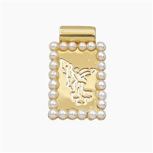 Copper Pendant Pave Zircon, Gold Plated, approx 10-17mm