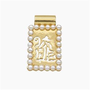 Copper Pendant Pave Zircon, Gold Plated, approx 10-17mm