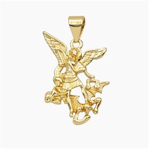 Copper Pendant Pave Zircon, Gold Plated, approx 15-21mm