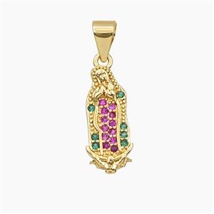 Copper Pendant Pave Zircon, Gold Plated, approx 6-16mm