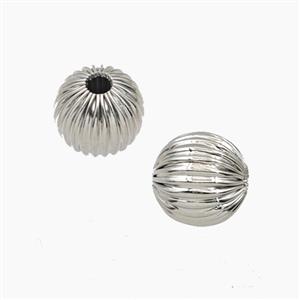 Copper Round Beads Ribbed Platinum Plated, approx 10mm