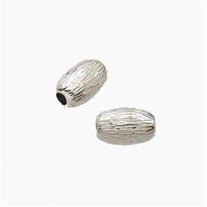 Copper Rice Beads Ribbed Platinum Plated, approx 5-8mm