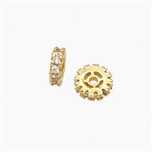 Copper Heishi Spacer Beads Pave Zirconia Gold Plated, approx 6mm