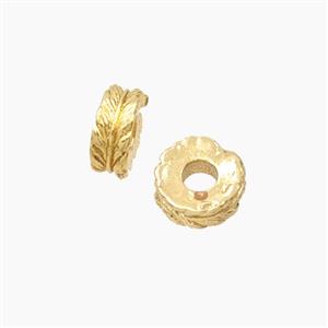 Copper Heishi Spacer Beads Feather Gold Plated, approx 7mm
