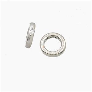 Copper Rings Beads Pave Zirconia Platinum Plated, approx 8mm