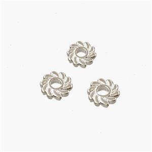 Copper Flower Spacer Beads Platinum Plated, approx 5mm