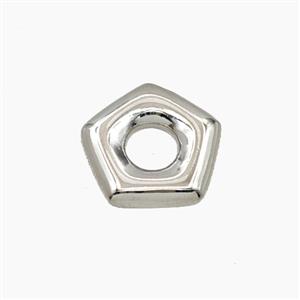 Copper Polygon Beads Star Platinum Plated, approx 14mm