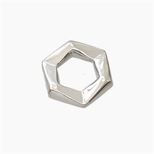 Copper Hexagon Connector Platinum Plated, approx 15mm