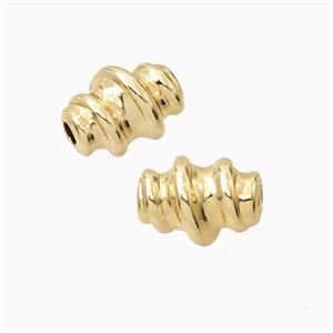 Copper Tube Beads Screw Large Hole Gold Plated, approx 10-14mm, 3mm hole