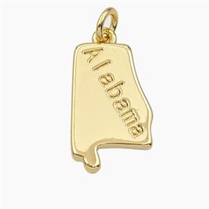 Copper Alabama Maps Pendant Gold Plated, approx 12-20mm