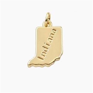 Copper Maps Of Indiana Pendant Gold Plated, approx 12-14mm
