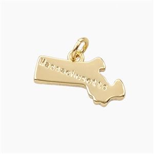 Copper Maps Of Massachusetts Pendant Gold Plated, approx 10-18mm
