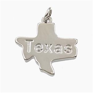 Copper Maps Of Texas Pendant Platinum Plated, approx 17-19mm