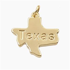 Copper Maps Of Texas Pendant Gold Plated, approx 17-19mm