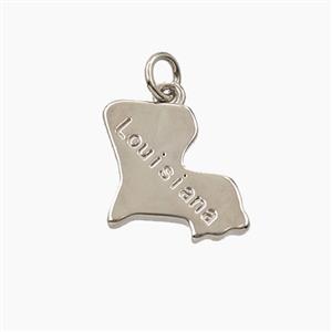 Copper Maps Of Louisiana Pendant Platinum Plated, approx 14mm