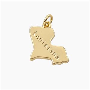 Copper Maps Of Louisiana Pendant Gold Plated, approx 14mm
