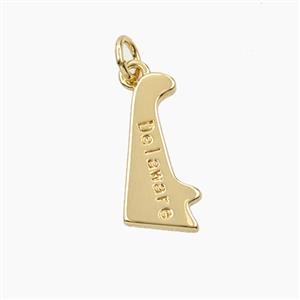 Copper Maps Of Delaware Pendant Gold Plated, approx 8-16mm