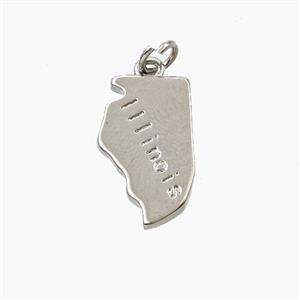Copper Maps Of illinois Pendant Platinum Plated, approx 10.5-17mm