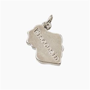 Copper Maps Of Wisconsin Pendant Platinum Plated, approx 12-16mm