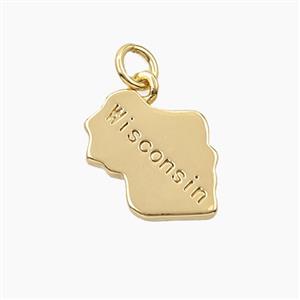 Copper Maps Of Wisconsin Pendant Gold Plated, approx 12-16mm