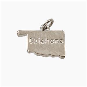 Copper Maps Of Oklahoma Pendant Platinum Plated, approx 10-17mm