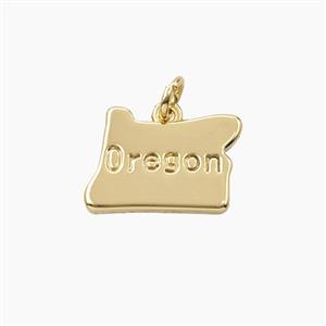 Copper Maps Of Oregon Pendant Gold Plated, approx 11-16mm
