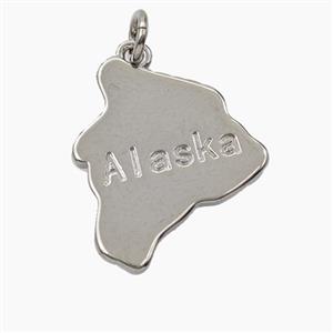 Copper Maps Of Alaska Pendant Platinum Plated, approx 18-20mm