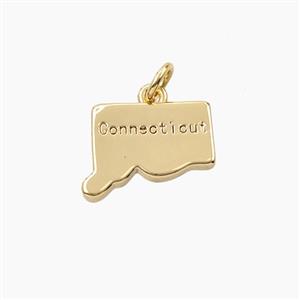 Copper Maps Of Connecticut Pendant Gold Plated, approx 11-14mm