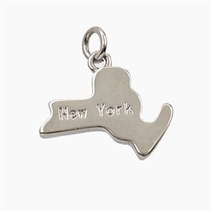 Copper Maps Of New York Pendant Platinum Plated, approx 14-19mm