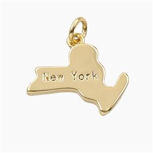 Copper Maps Of New York Pendant Gold Plated, approx 14-19mm