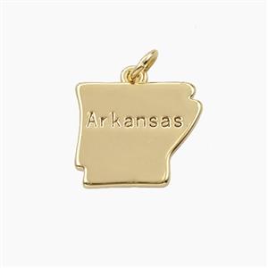 Copper Maps Of Arkansas Pendant Gold Plated, approx 14-16mm
