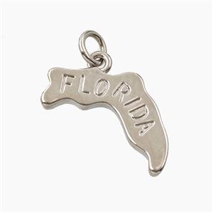 Copper Maps Of Florida Pendant Platinum Plated, approx 14-18.5mm