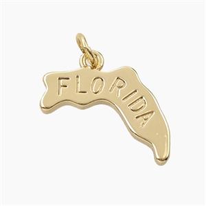 Copper Maps Of Florida Pendant Gold Plated, approx 14-18.5mm
