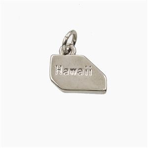 Copper Maps Of Hawaii Pendant Platinum Plated, approx 8-11mm