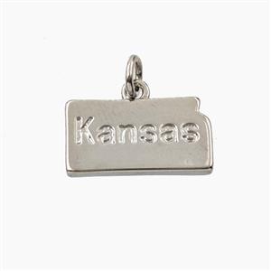 Copper Maps Of Kansas Pendant Platinum Plated, approx 9-17mm