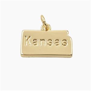 Copper Maps Of Kansas Pendant Gold Plated, approx 9-17mm