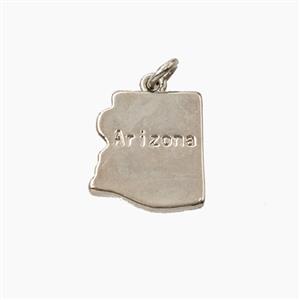 Copper Maps Of Arizona Pendant Platinum Plated, approx 14-15mm
