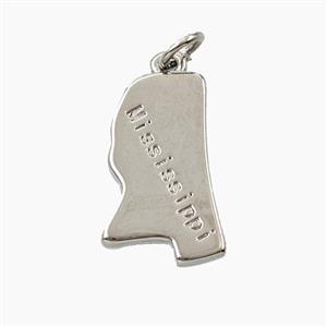Copper Maps Of Mississippi Pendant Platinum Plated, approx 11-18mm