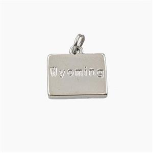 Copper Maps Of Wyoming Pendant Platinum Plated, approx 11-14mm