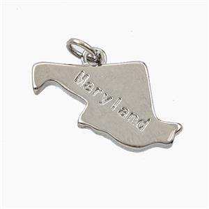 Copper Maps Of Maryland Pendant Platinum Plated, approx 12-19mm